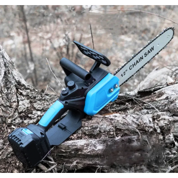 Ланцюгова пила з шиною 12 дюймів та 2 акумуляторами 48В в кейсі Electric Saw Blue