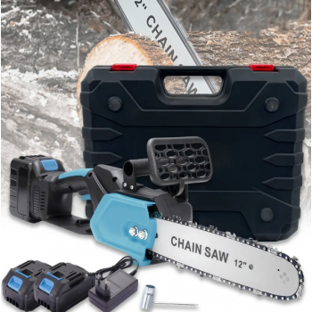 Ланцюгова пила з шиною 12 дюймів та 2 акумуляторами 48В в кейсі Electric Saw Blue Ланцюгова пила з шиною 12 дюймів та 2 акумуляторами 48В в кейсі Electric Saw Blue
