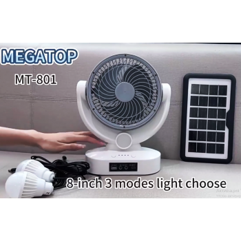 Портативный аккумуляторный вентилятор с солнечной батареей Megatop (MT-801LS)