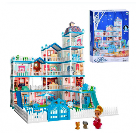 Дом кукольный с мебелью Snow Garden Дом принцессы 5 этажей со световыми эффектами 374 детали (556-62A)