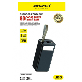 Зовнішній акумулятор Power Bank Awei J86 80000mAh