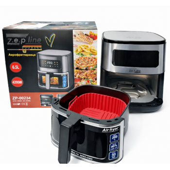 Аерофритюрниця Zepline ZP-00234 без олії, 6.5 л, 4200 Вт, сімейна, з LED дисплеєм та автоматичними режимами