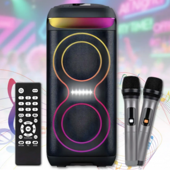 Портативна Bluetooth колонка 2х6.5" з 2 бездротовими мікрофонами та LED підсвічуванням ZXX-5505 40W