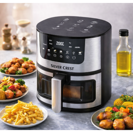 Аерогриль Silver Crest SC-8855S 8 л 4200 Вт сенсорне керування Hot Air Technology фритюрниця без олії