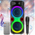 Портативна Bluetooth колонка 2х8" з дротовим мікрофоном та RGB підсвіткою ZQS8275 40W