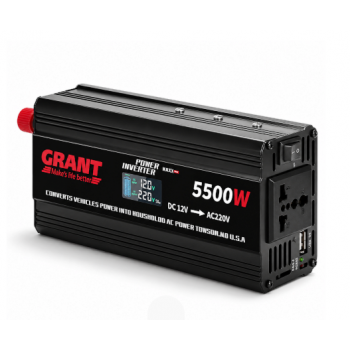 Автомобільний інвертор із LCD-екраном GRANT Power Maxx 5500W (12V → 220V)
