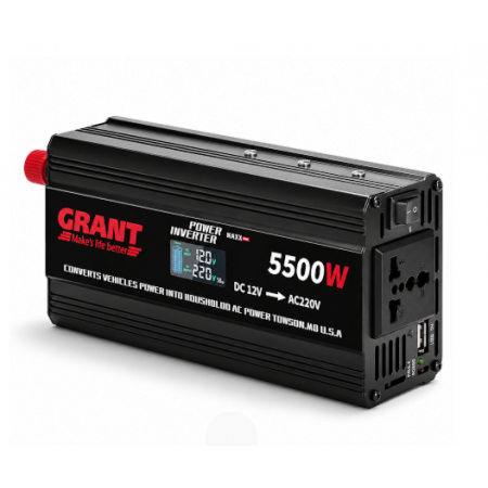 Автомобільний інвертор із LCD-екраном GRANT Power Maxx 5500W (12V → 220V)