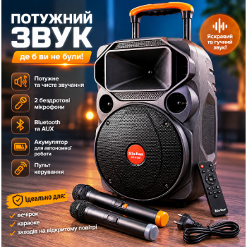 Портативна колонка Su-Kam SU 612 / Bluetooth колонка з 2 мікрофонами / Автономна акустична караоке-колонка