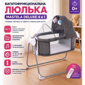 Багатофункціональна люлька Mastela Deluxe 4 в 1 . Комфортне безпечне дитяче ліжечко для малюка з функцією гойдання