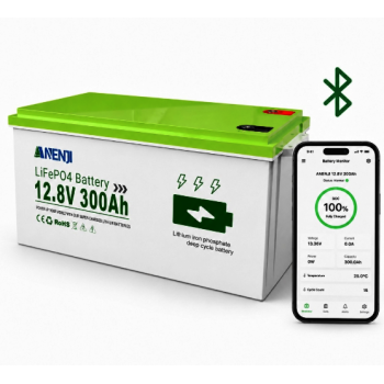 LiFePO4 12V/300Ah Акумулятор Anenji вбудований Bluetooth для резервного живлення з BMS