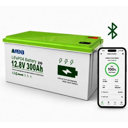LiFePO4 12V/300Ah Акумулятор Anenji вбудований Bluetooth для резервного живлення з BMS