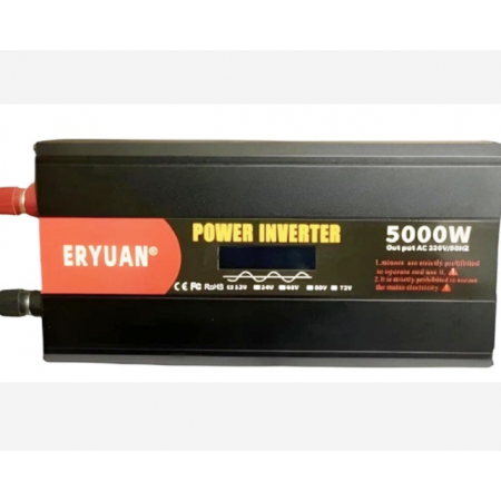 Перетворювач напруги Eryuan 12V → 220V 5000W чистий синус з LCD і вольтметром