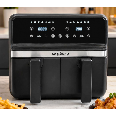 Двокамерна аерофритюрниця Skyberg SB-317 10 л 4800 Вт 2 кошики, сенсорне керування