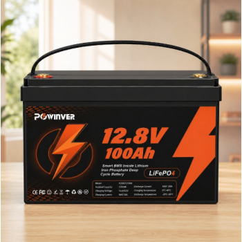 LiFePO4 12V 100Ah Акумулятор Powinver 1280Wh, 100A, BMS