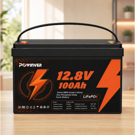 LiFePO4 12V 100Ah Акумулятор Powinver 1280Wh, 100A, BMS