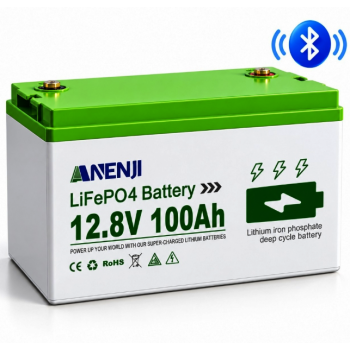 LiFePO4 12V/100Ah Акумулятор Anenji з Bluetooth для резервного живлення будинку, квартири з BMS