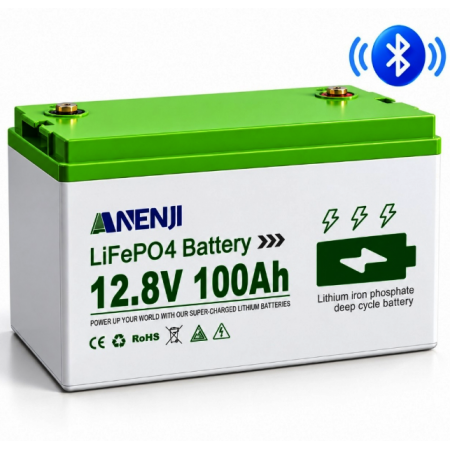 LiFePO4 12V/100Ah Акумулятор Anenji з Bluetooth для резервного живлення будинку, квартири з BMS