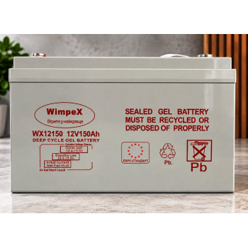 Гелевий тяговий акумулятор Wimpex 12V 150Ah для ДБЖ та автономного живлення
