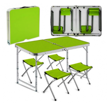 Розкладний стіл - валіза з 4 стільцями Folding Table для пікніка, риболовлі, дачі, 120х60 см
