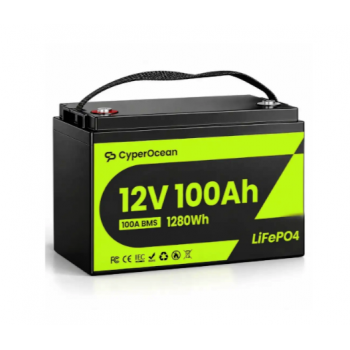 LiFePO4 12V100Ah Акумулятор CyperOcean з BMS 100 А для систем резервного живлення