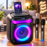 Портативна караоке-колонка з 2 мікрофонами, Bluetooth, RGB LED, TWS, 25 Вт, 8"