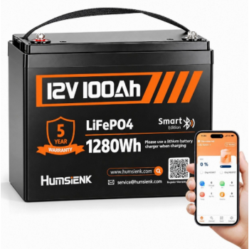 LiFePO4 12V 100Ah Humsienk з Smart BMS 100A, 1280Wh із Bluetooth для ДБЖ