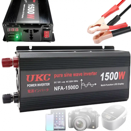Інвертор 5 CORE 1500W 12V AC/DC • Перетворювач напруги,чистий синус